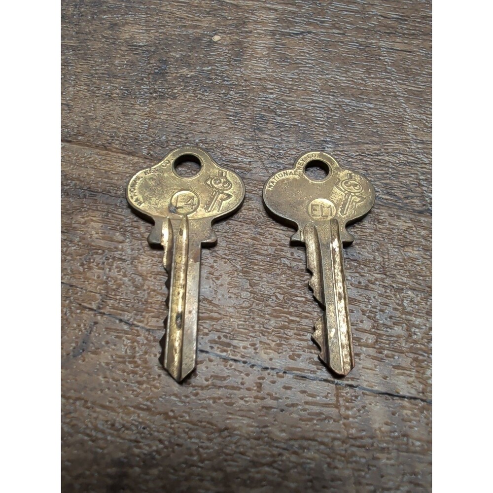Vintage National Key Company Brass Key L4 E11 Mr. Key Lot Of 2 - Picture 1 of 6